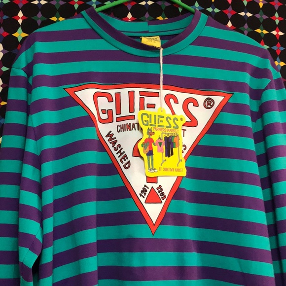 Nwt exclusive L/e guess x chinatown striped L/s - Picture 6 of 7